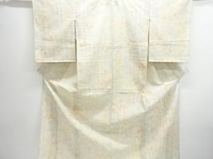 アンティーク　草花模様織り出し夏十日町紬着物